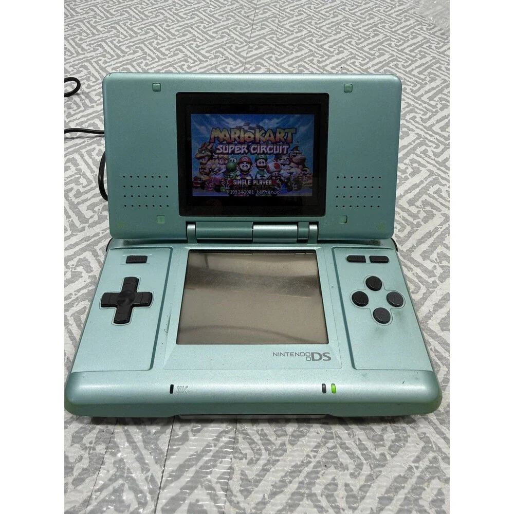 Nintendo DS Original Teal Console JPN Region Free Bundle Mario Kart GBA Tested